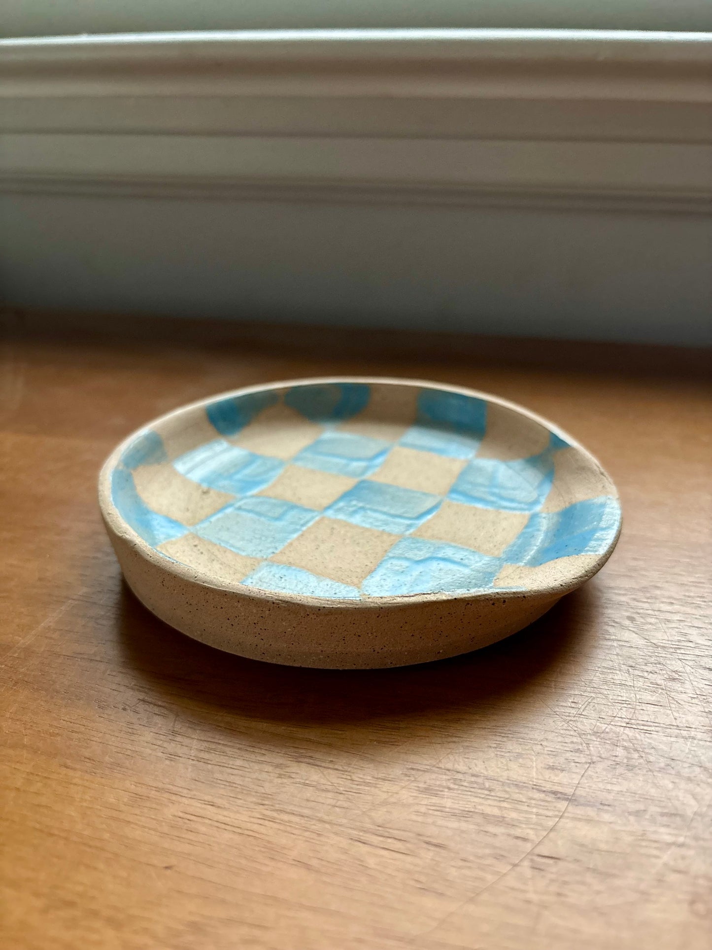 spoon rest - light blue checker