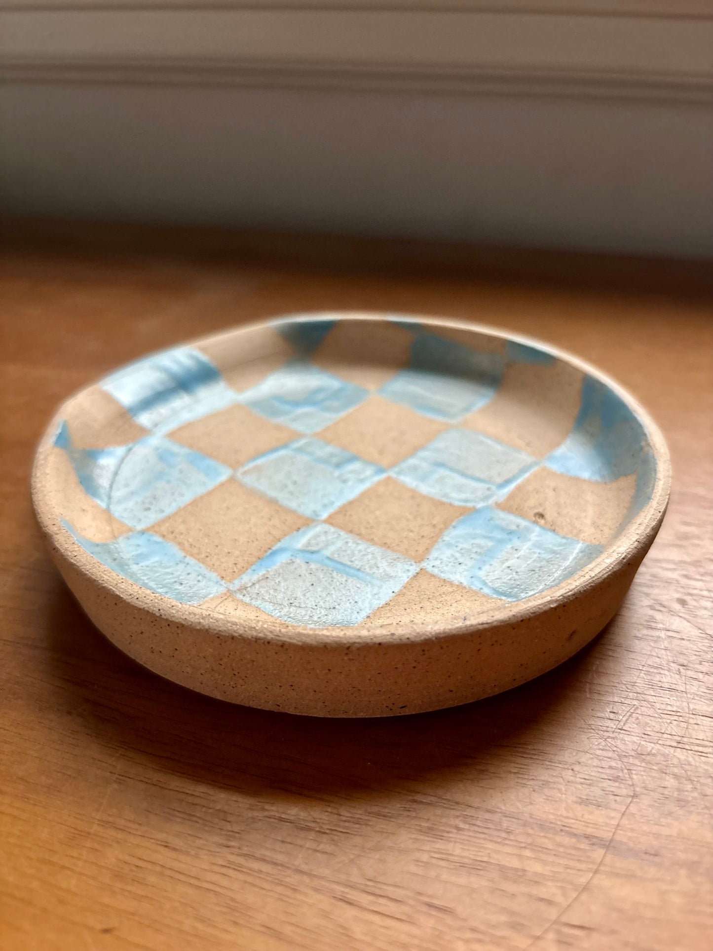 spoon rest - light blue checker