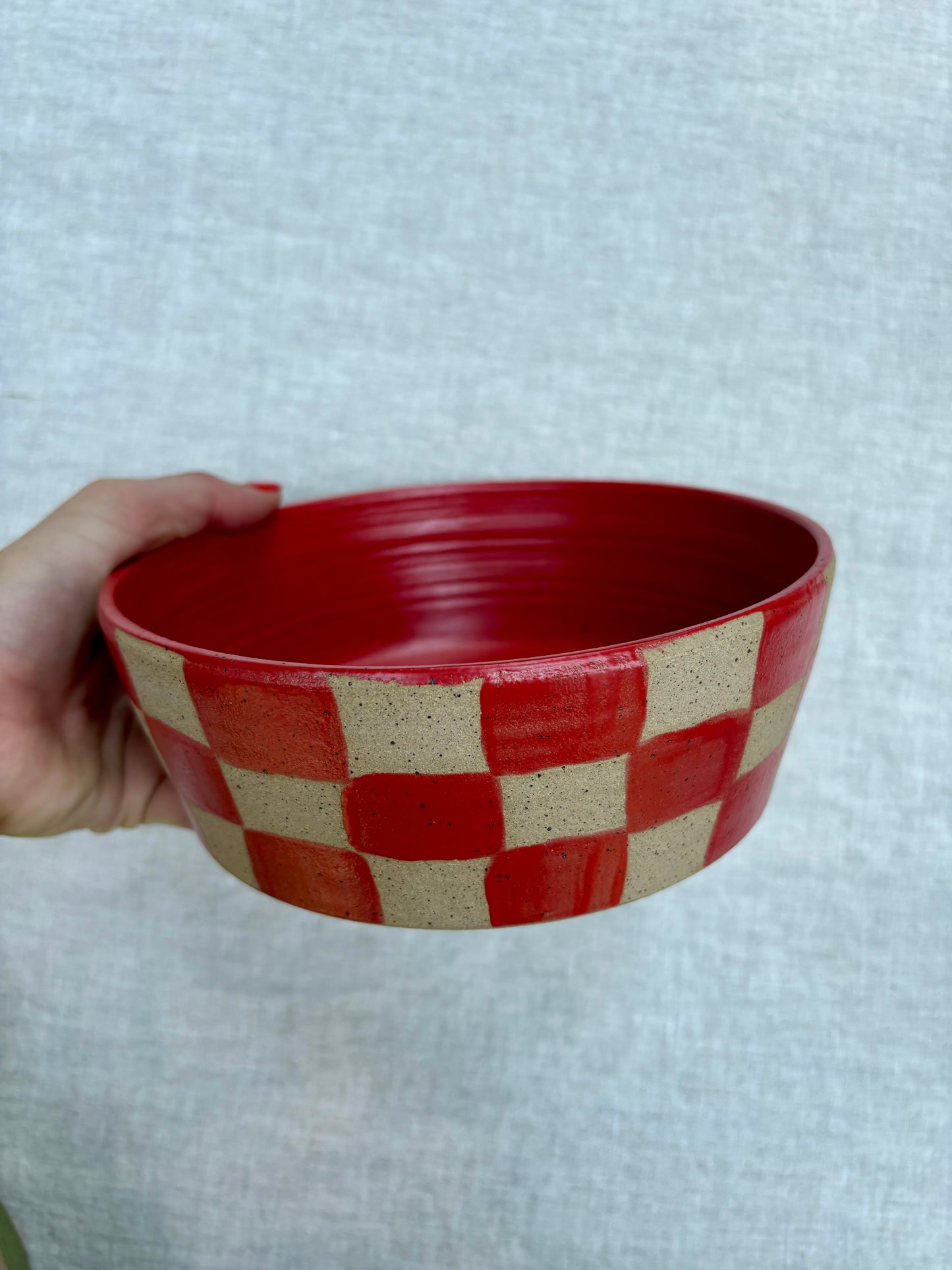 dog bowl - red checker