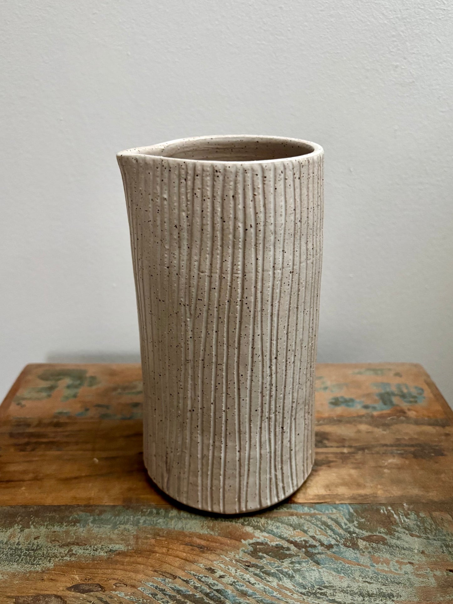 pitcher vase - carved white