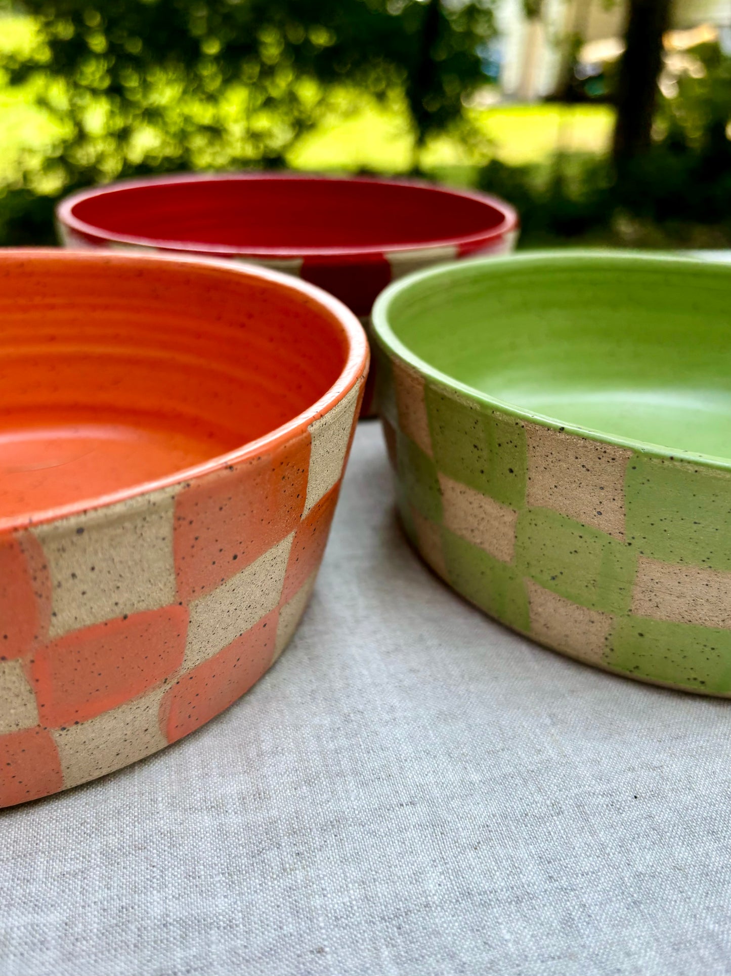 dog bowl - red checker