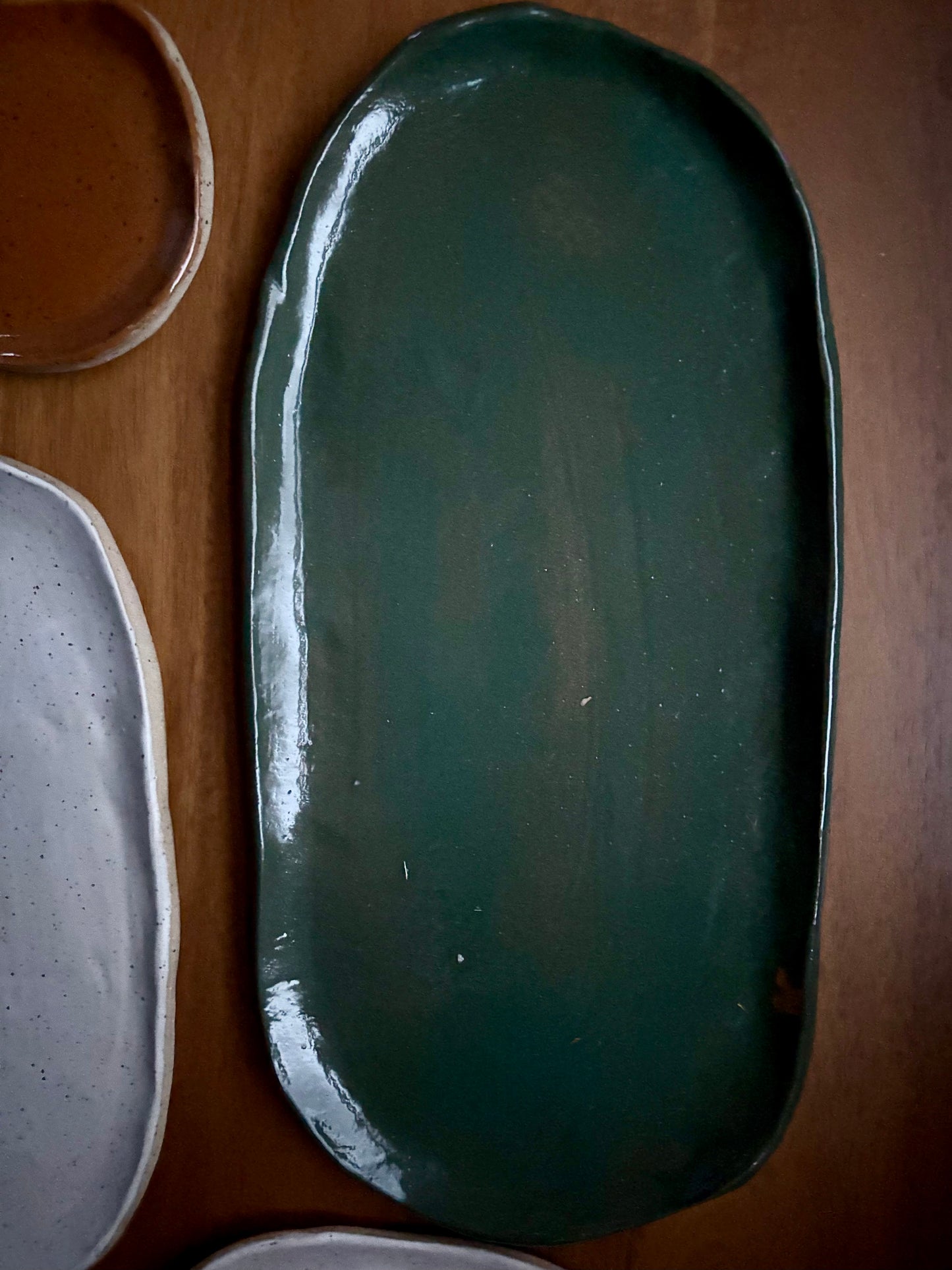 oval tray - glossy green