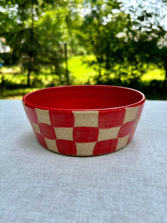 dog bowl - red checker