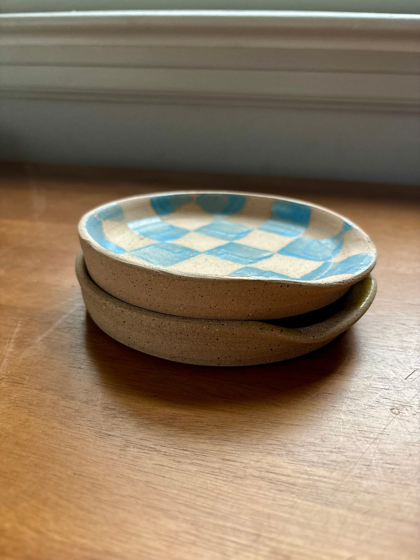 spoon rest - light blue checker