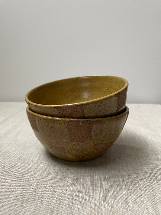 mini bowl - yellow checker (set of 2)