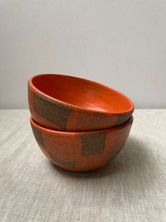 mini bowl - orange checker (set of 2)