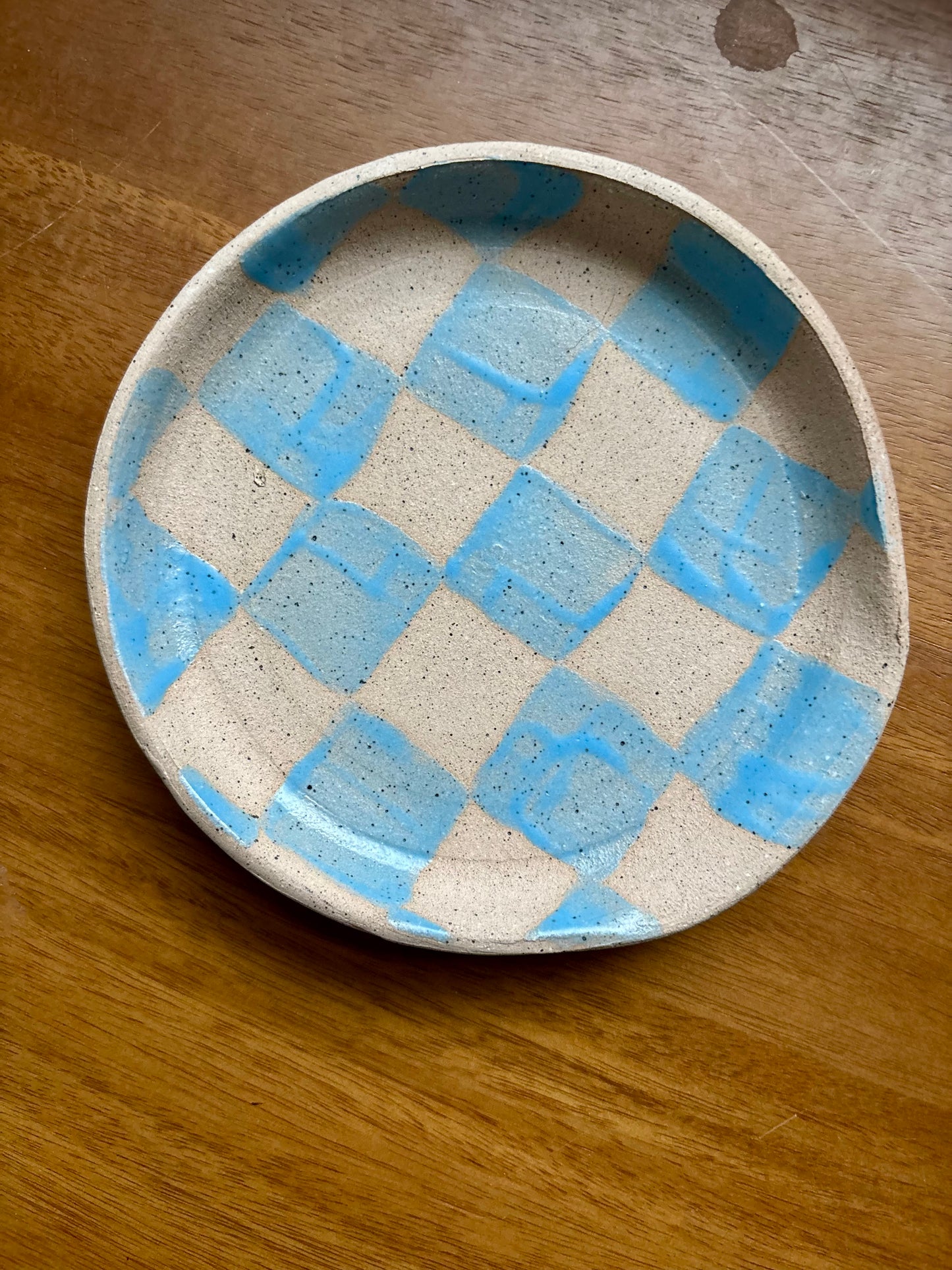 spoon rest - light blue checker