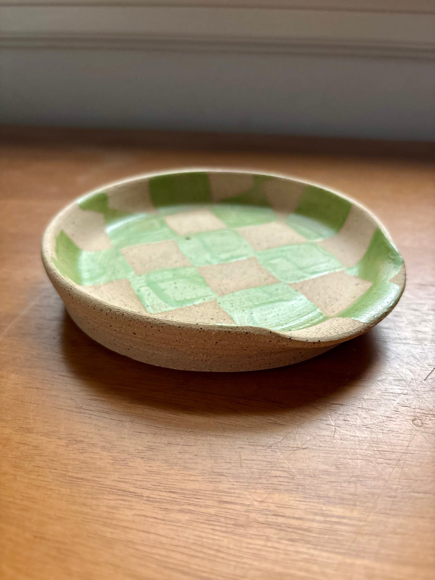 spoon rest - light green checker