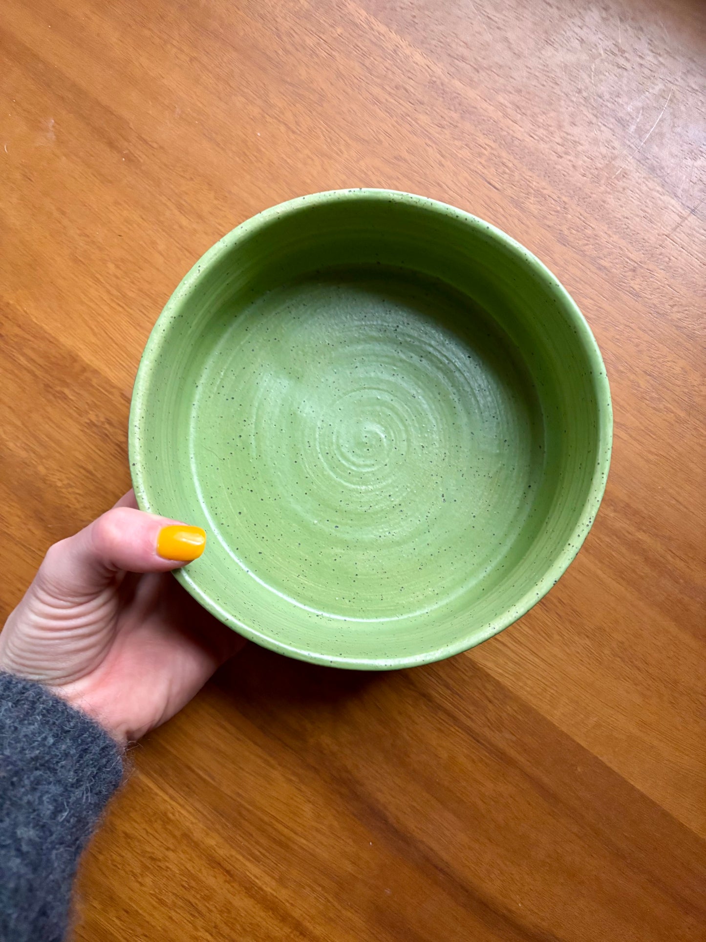 dog bowl - carved light green